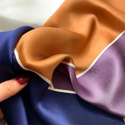 Damen Maulbeerseide Schal Plaid Foulard quadratisch Halstuch Hijab Bandana bedruckt