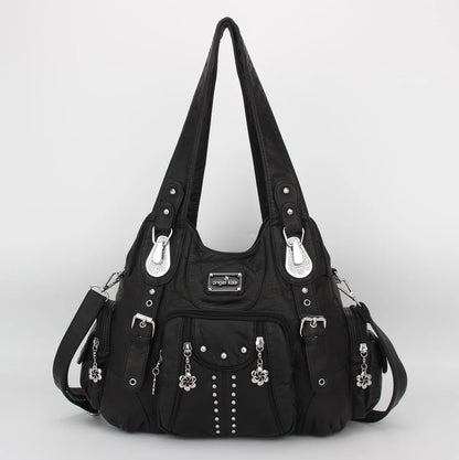 Damen-Schultertasche aus PU-Leder Großes Fassungsvermögen Innenfach Alltagsbedarf