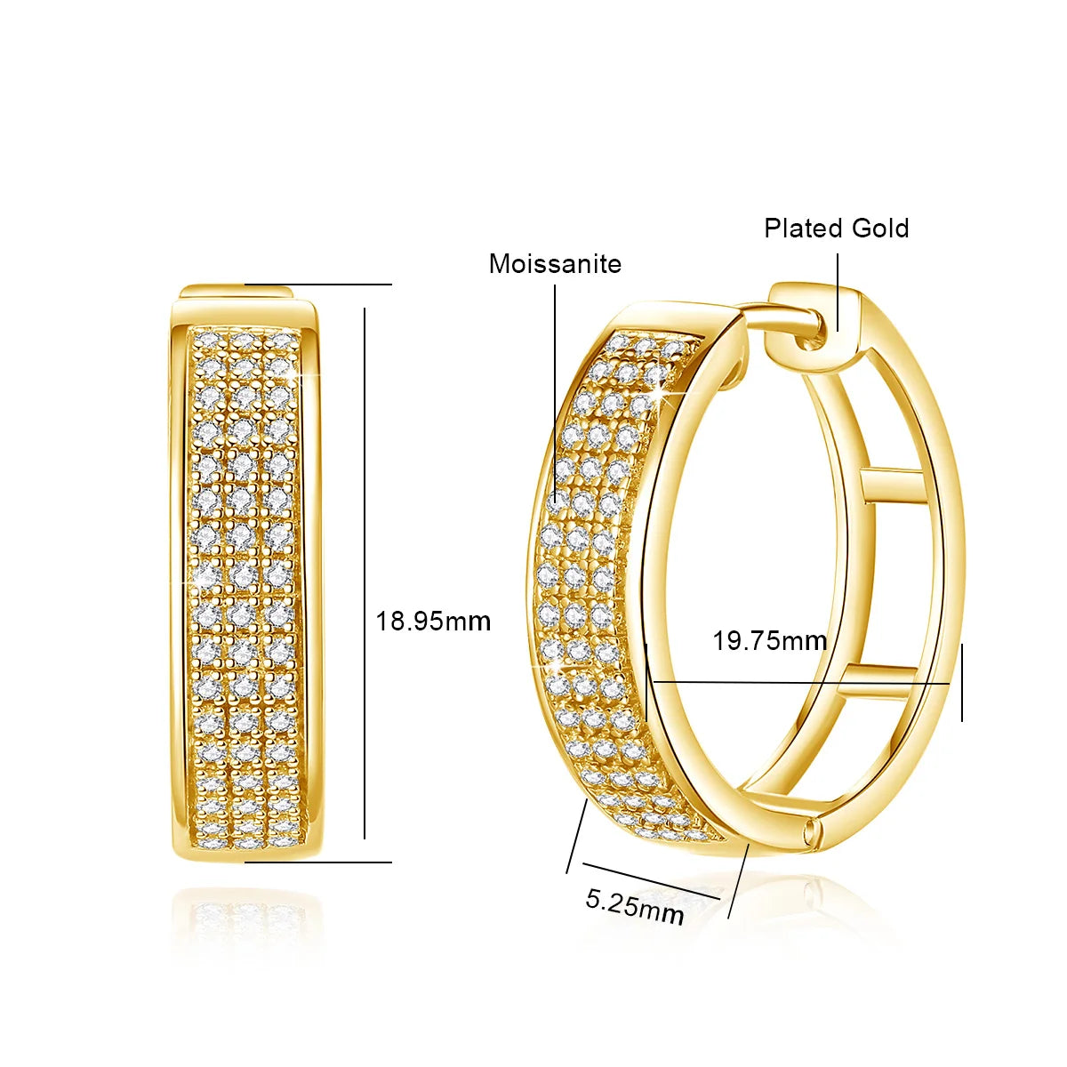 Damen-Creolen aus 925 Sterlingsilber mit Moissanit-Diamanten in D-Farbton VVS1 für Hochzeiten