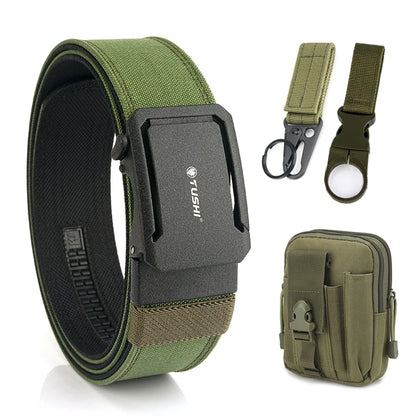 Herren-Taktischer Gürtel aus Nylon mit Automatischer Schnalle, 4,3 cm Breit, 120 cm Länge