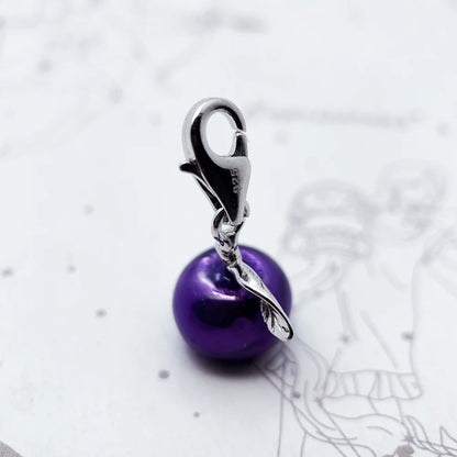 Damen-Charm-Anhänger Apfel lila Emaille süß aus Sterlingsilber