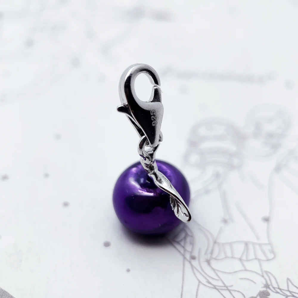 Damen-Charm-Anhänger Apfel lila Emaille süß II aus Sterlingsilber