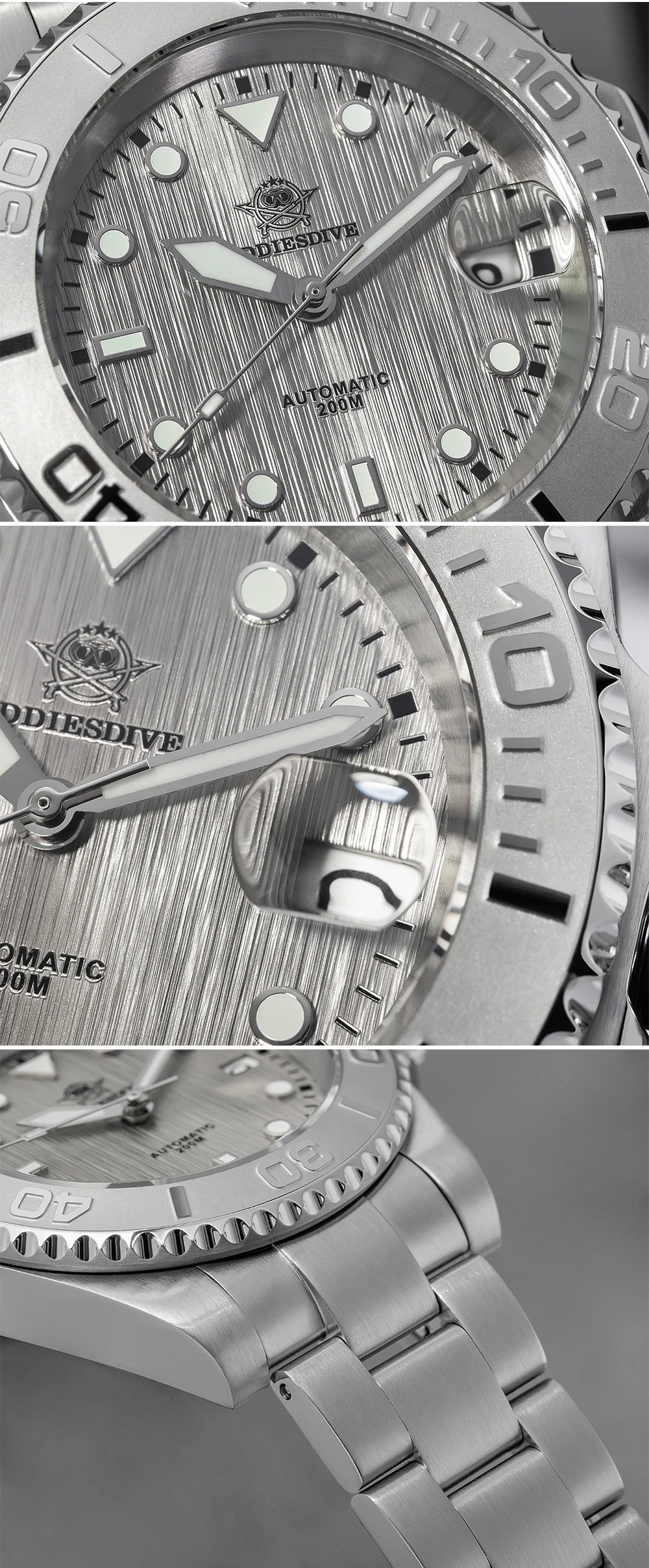 Herren-Taucheruhr mit 3D-Zifferblatt und NH35A-Automatikwerk