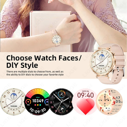 LIGE 2025, Smartwatch für Damen, voller Touchscreen, Sport-Fitness-Uhr, IP68, wasserdicht, Bluetooth, für Android iOS, Smartwatch für Damen