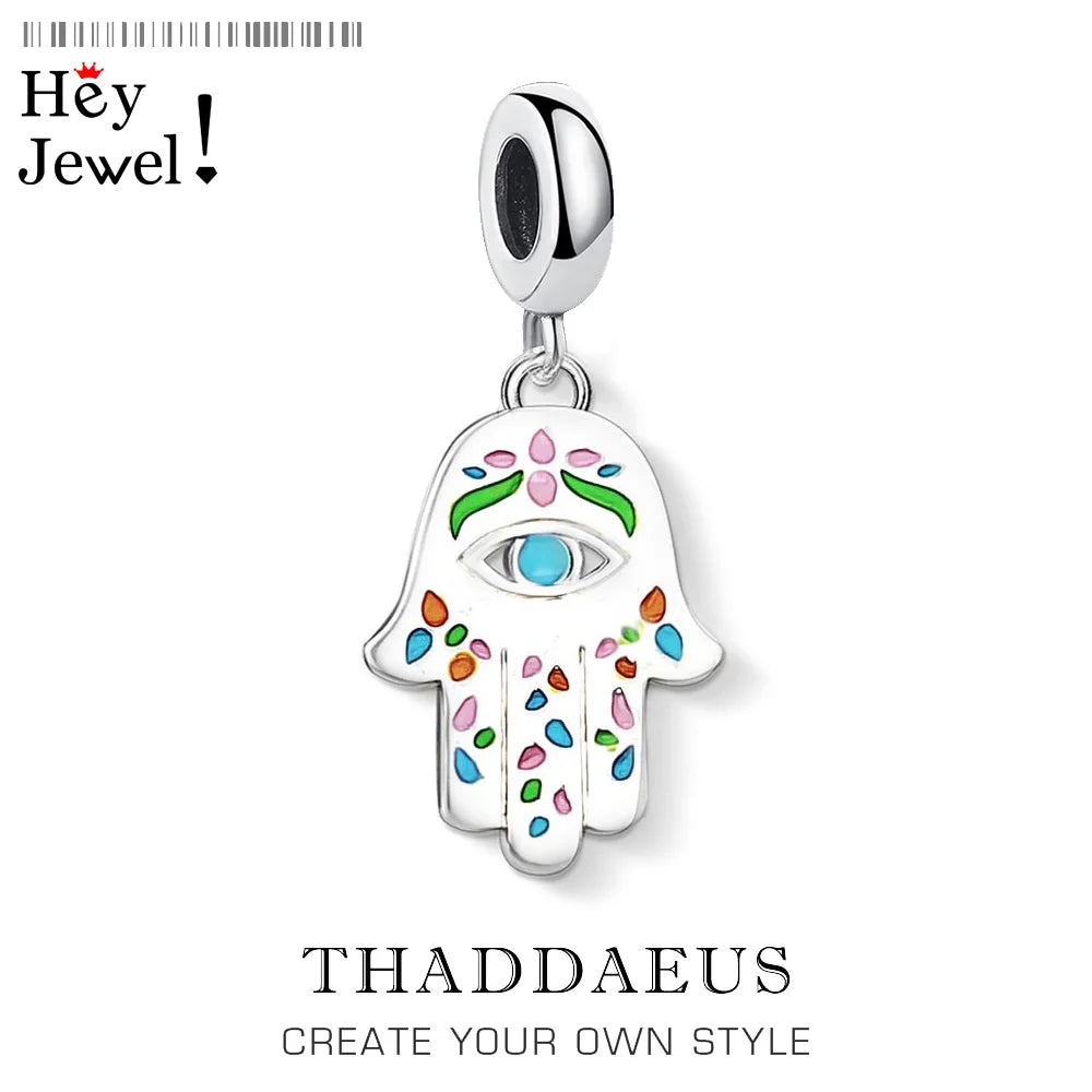Damen-Charm-Anhänger mexikanische Hand Fatima Hamsa aus Sterlingsilber