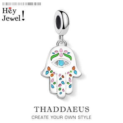 Damen-Charm-Anhänger mexikanische Hand Fatima Hamsa aus Sterlingsilber