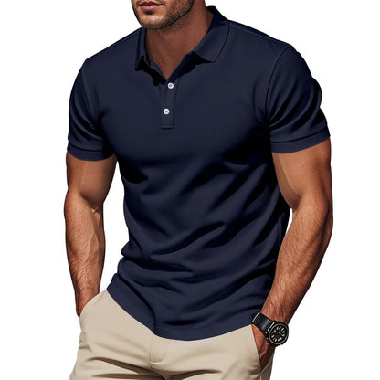 Langärmeliges Herren-Poloshirt mit Waffelstruktur und Knopfleiste – ideal für Freizeit und Urlaub