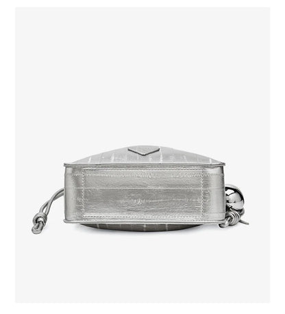 Damen Schultertasche aus Kunstleder und Spaltleder mit Kordelzug