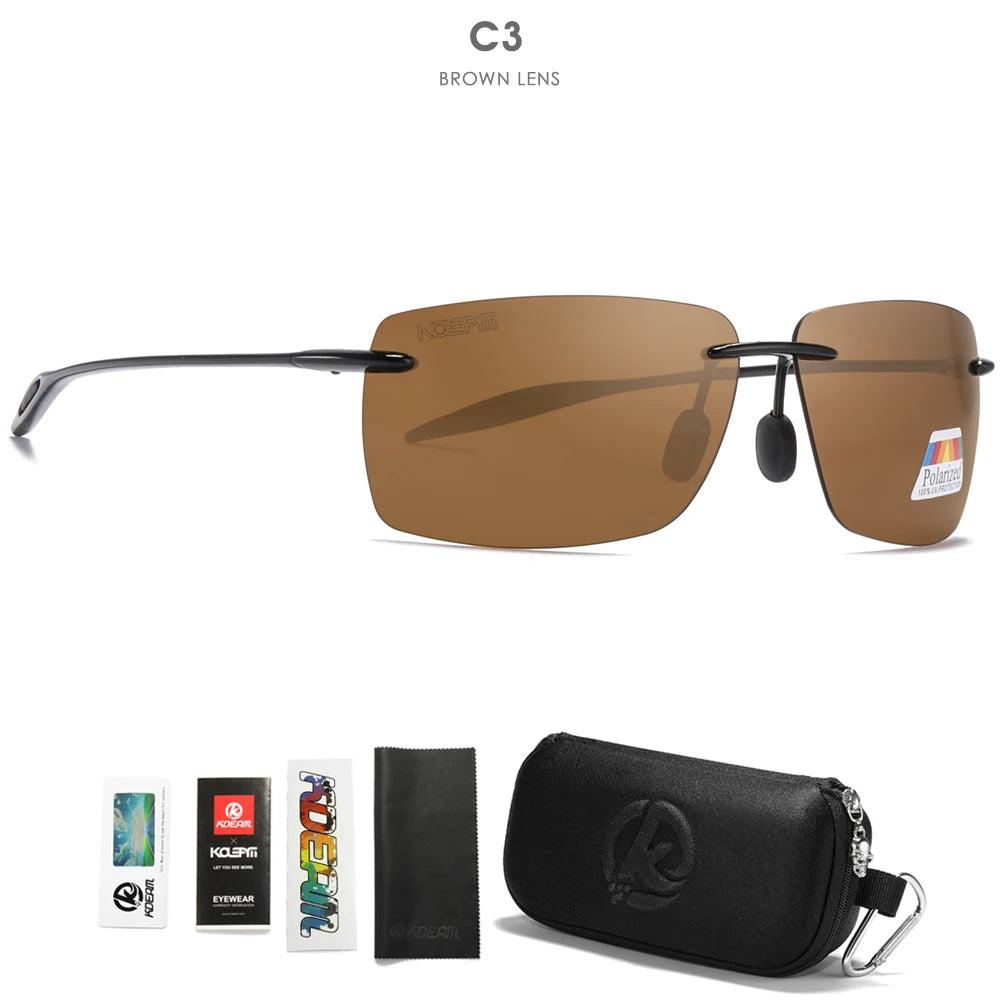 Sonnenbrille randlos rechteckig polarisiert TR90 UV400 ultraleicht Sport