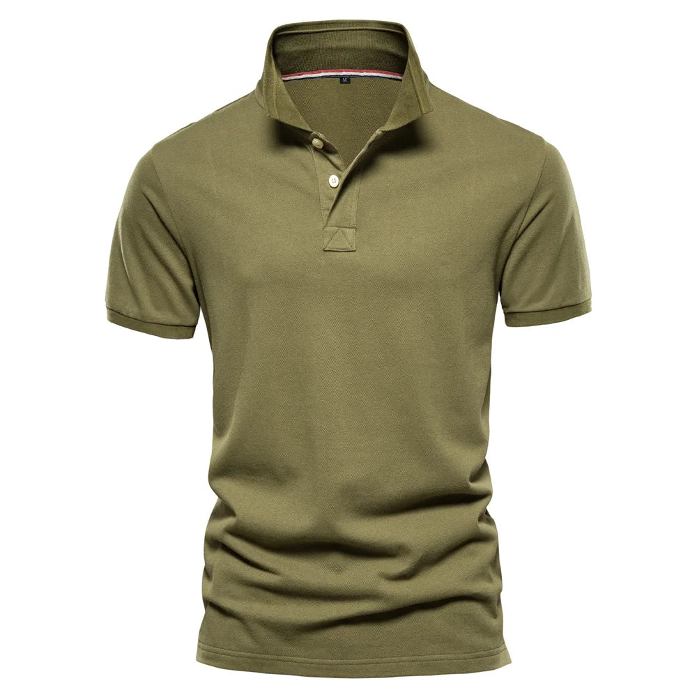 Herren Poloshirt aus Baumwolle in einfarbig mit klassischem Design für Freizeit und Business