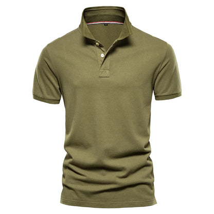 Herren Poloshirt aus Baumwolle in einfarbig mit klassischem Design für Freizeit und Business