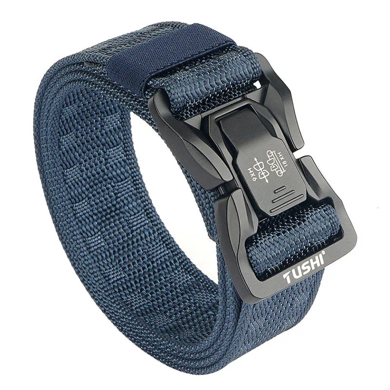 Herren-Taktischer Outdoor-Gürtel Mit Metall-Schnalle Und Schnellverschluss In Schwarz
