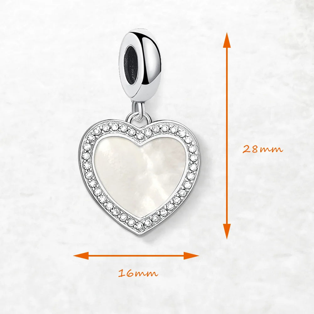 Damen-Charm-Anhänger Herz und Muschel romantisch aus Sterlingsilber