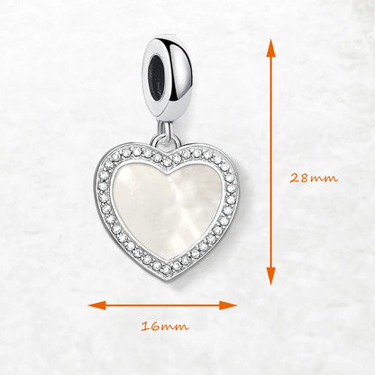 Damen-Charm-Anhänger Herz und Muschel romantisch II aus Sterlingsilber