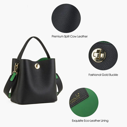 Mini Bucket Bag Vollnarbigem Rindleder | Zwei-Lagen
