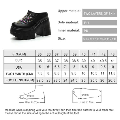 AIYUQI frauen Hausschuhe 2025 Neue Echtes Leder Sommer frauen Hausschuhe Rhindiamonds 11 cm Hohe Zehe Geschlossene Hausschuhe Frauen