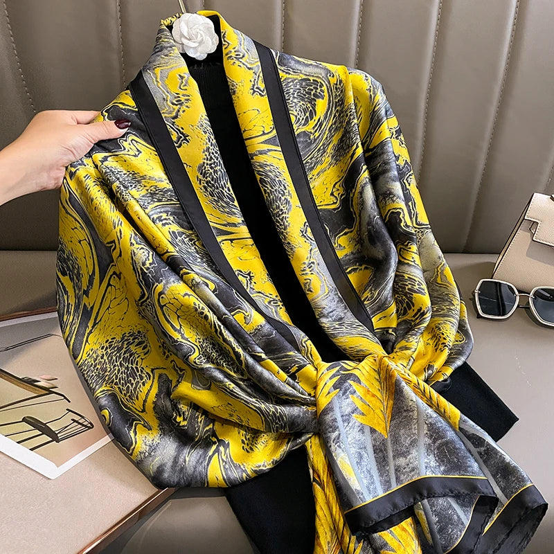 Damen Seidenschal groß 180x90cm Sommer Strand Foulard Bandana weich