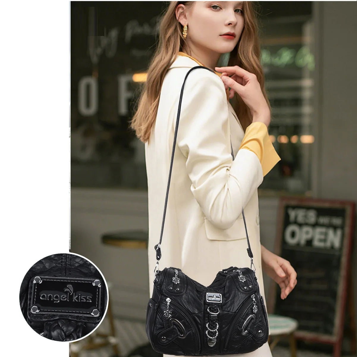 Damen-Schultertasche Mit Leopardenprint Und Top-Handle Stil Im Vintage Look Große Kapazität