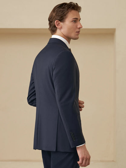 Luxuriöses Herrenanzug-Set aus 100% Wolle in Schwarz – Slim-Fit Blazer und Hose für Business, Alltag und Hochzeit