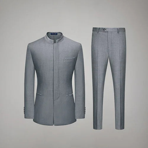Hochwertiger Herrenanzug aus Wolle und Seide in Tiefblau – Slim Fit für formelle Anlässe und Hochzeiten