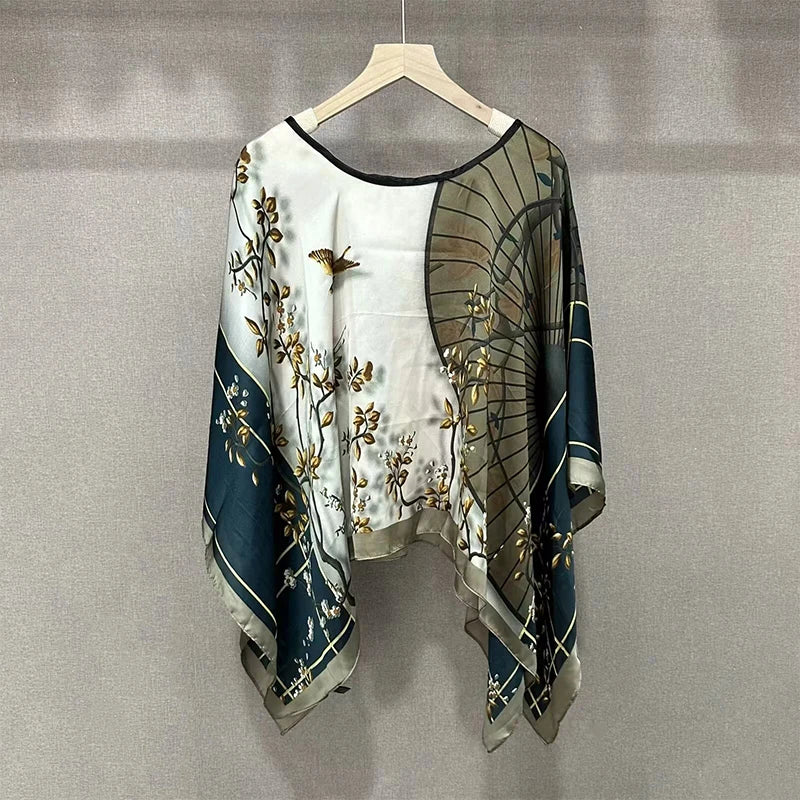 Damen Chiffon Schal Sommer Strand Bikini Sonnenschutz Poncho bedruckt sexy