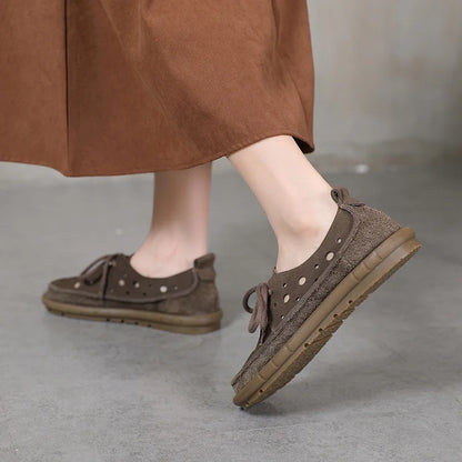 AIYUQI 2025, neue flache Damensandalen, rutschfeste Schnür-Loafer mit weichen Sohlen für Damen, Sommer-Strandschuhe mit großem Loch für Damen