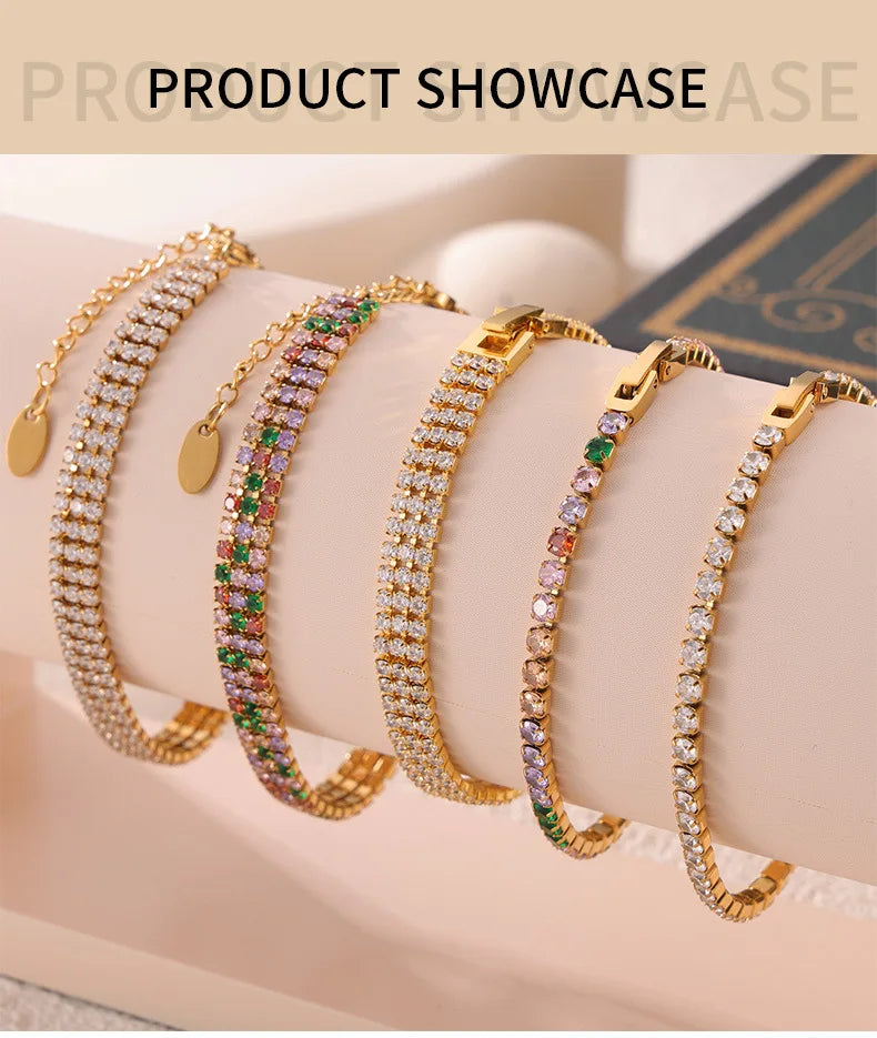 Damen-Kettenarmband mit Zirkonia und Regenbogenkristall