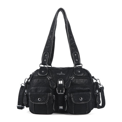 Damen-Handtasche Vintage Satchel Top-Handle Kunstleder Mit Mehreren Taschen und Innentaschen
