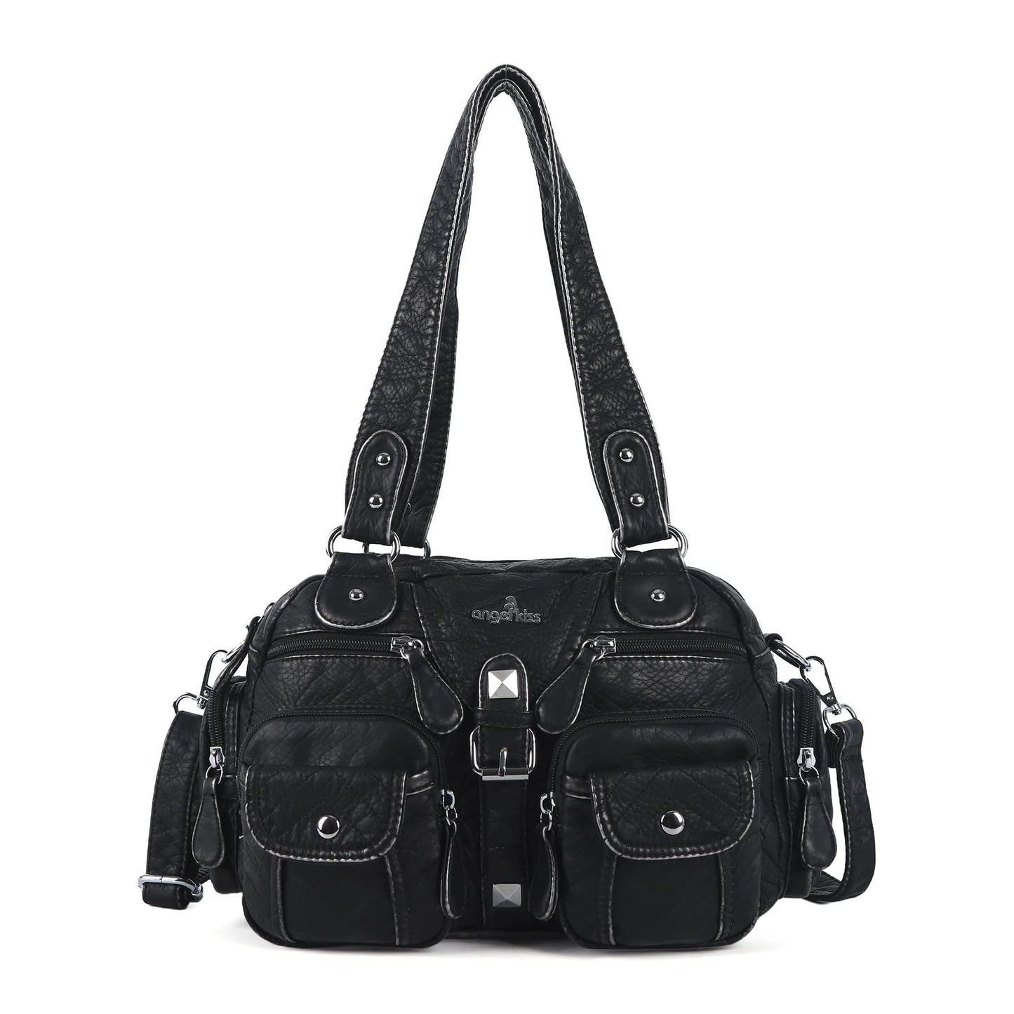 Damen-Schultertasche aus PU-Leder in kompakter Bauweise mit Angenehmer Haptik und Mehrfachfächern