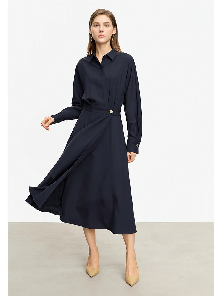 Stilvolles Langarmhemdkleid Mit Bequemer Passform Für Büro