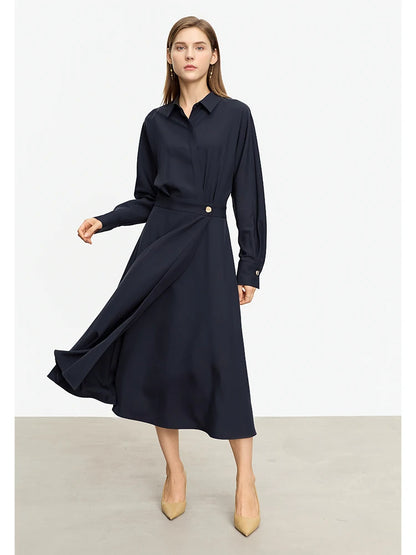 Stilvolles Langarmhemdkleid Mit Bequemer Passform Für Büro