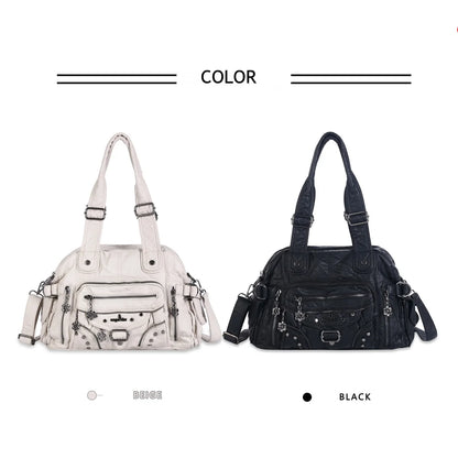 Damen-Handtasche Vintage Großes Fassungsvermögen Mit Schultergurt Und Top-Griff Alltagstauglich