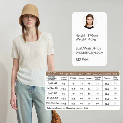 Damen-Short-Sleeve-Pullover mit Rundhalsausschnitt, beiger Feinstrick, seitlicher Kordelzug