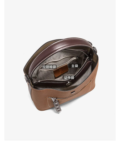 Damen-Handtasche aus echtem Leder im Bucket-Stil mit großem Fassungsvermögen Alltagstauglich