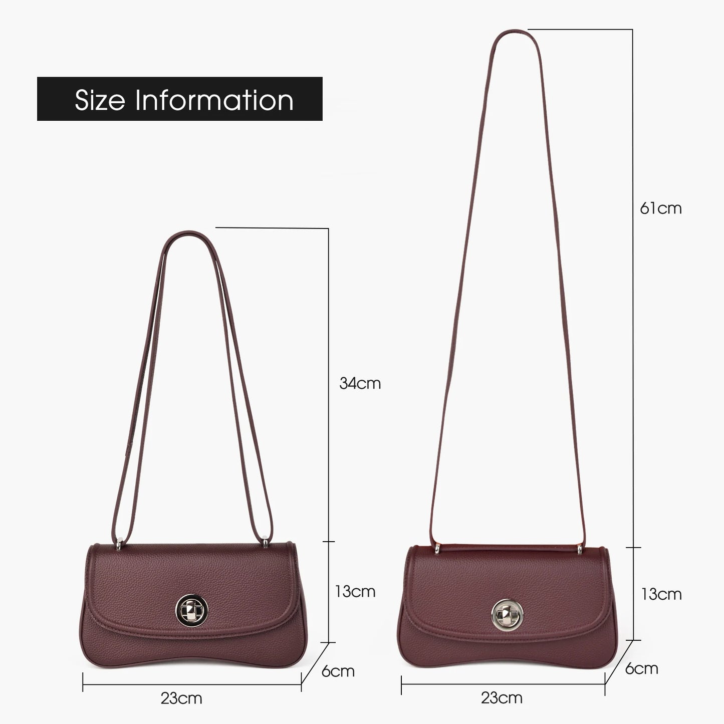 Weinrote Echtleder Schultertasche | Crossbody, Vielseitig
