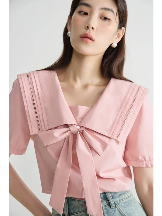 Beige Damen-Chiffonbluse mit V-Ausschnitt und Knopfleiste – sanfter Stil für den Frühling