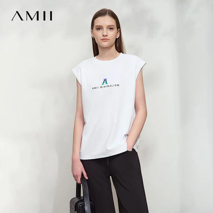 Damen T-Shirt mit Rundhalsausschnitt und besticktem lockeren Design für den Sommer