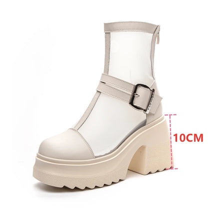 Damen Stiefeletten 10cm Mesh Atmungsaktiv