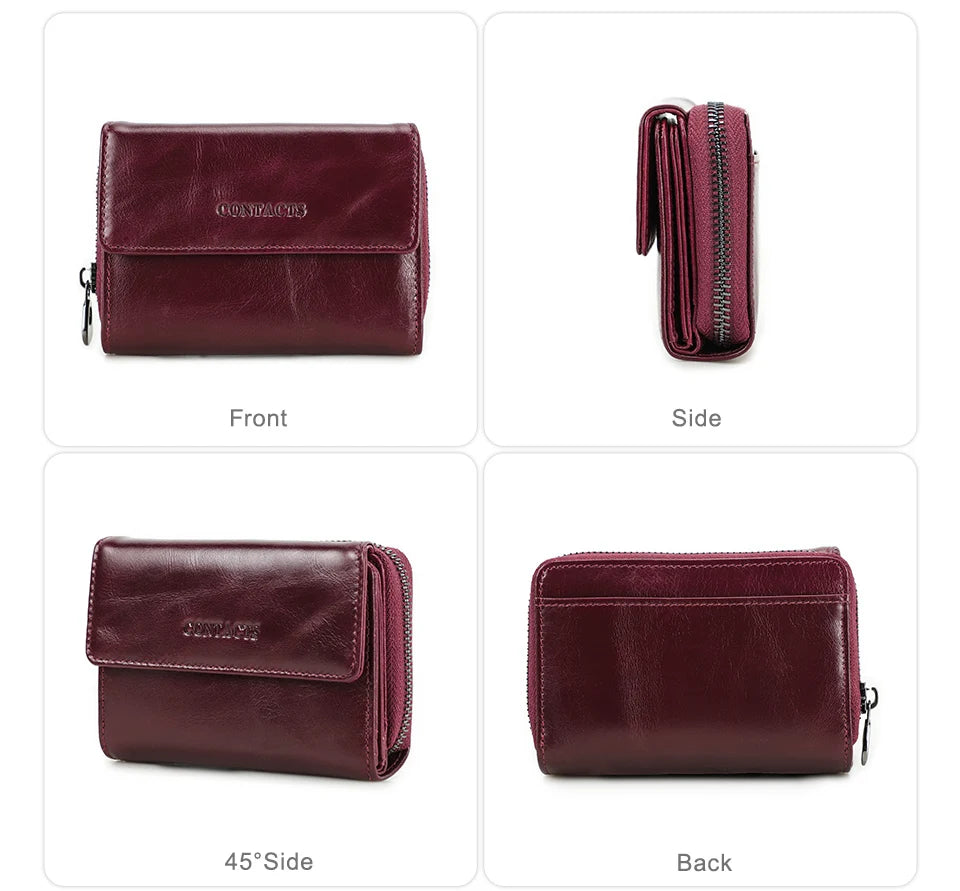 Damen Echtleder Geldbörse Vintage Mode Handtasche Münzfach Geldclip Business