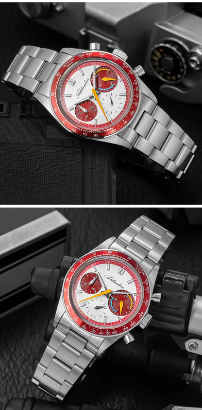ADDIESDIVE 37mm Men Watch AD2539 BGW9 Super Luminous Chronograph Watch Bubble Mirror Glass 10Bar Waterproof VK63 Quartz Watches
