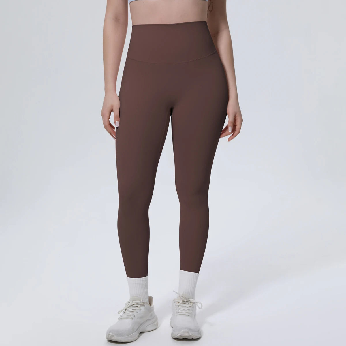 Hamidou Yoga-Leggings mit hohem Bund und Peach-Po-Effekt, schokobraun