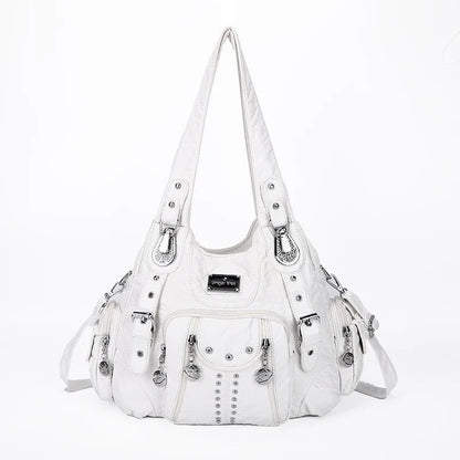 Damen-Schultertasche Aus PU-Leder Große Kapazität Vintage Stil Für Alltag Mit Viel Stauraum