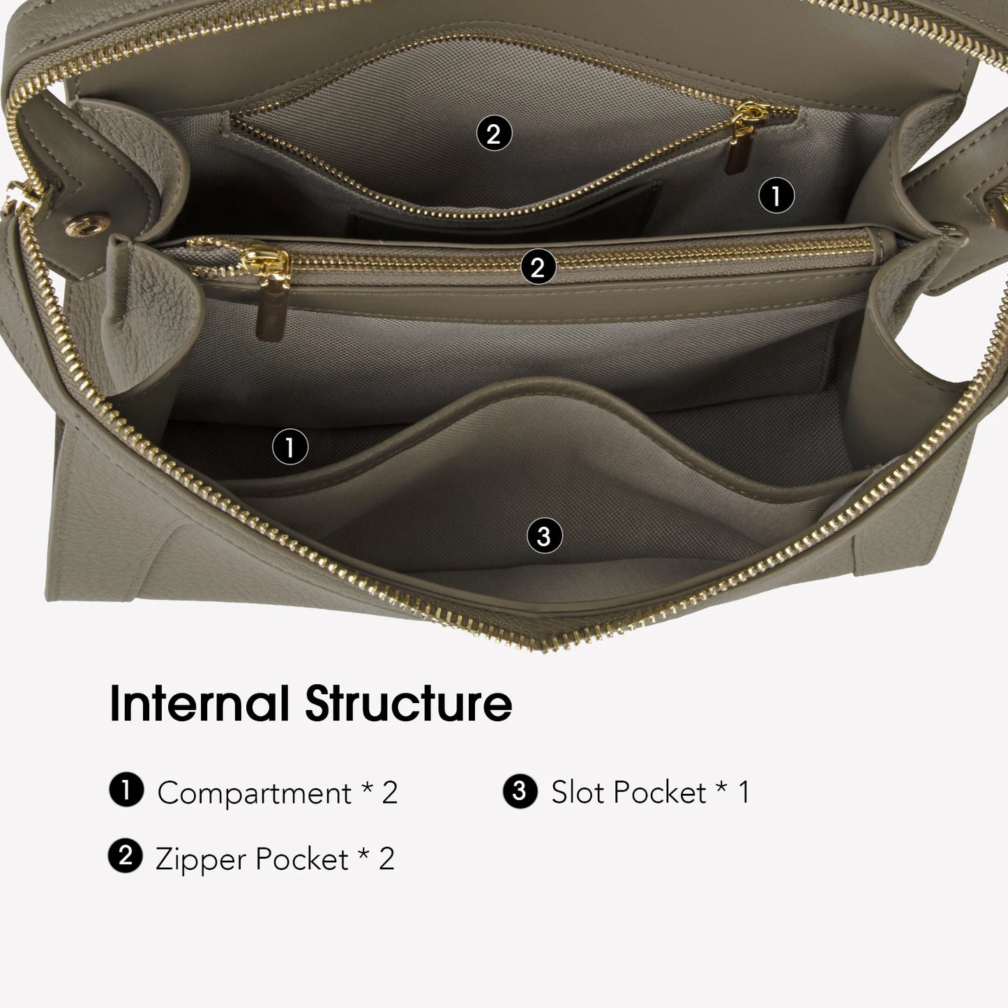Natur-Lammleder Schultertasche | Abnehmbarer Riemen