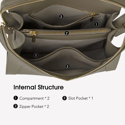 Natur-Lammleder Schultertasche | Abnehmbarer Riemen
