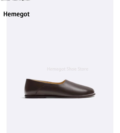 Brown Soft Cowhide Loafers Summer New Arrivals Men's Shoes Business Leather Flat Casual Shoes Males Dress Flats Office Shoes