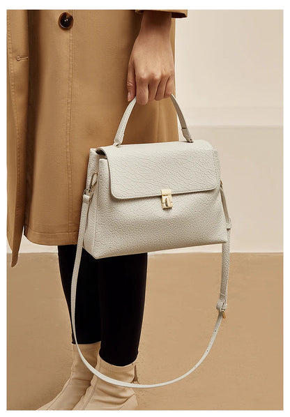 Damen Handtasche aus Leder mit Lychee Pattern Flap Messenger