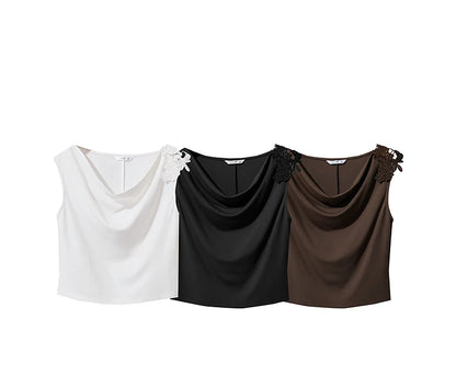 Damen Casual-T-Shirt im minimalistischen Stil mit Swing-Kragen und ärmellos