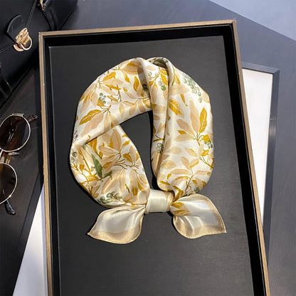 Damen Seidenschal 53cm quadratisch Blumenprint Luxus Hijab Bandana I