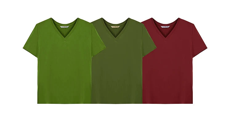 Damen T-Shirt im minimalistischen Casual-Stil mit V-Ausschnitt und kurzen Ärmeln