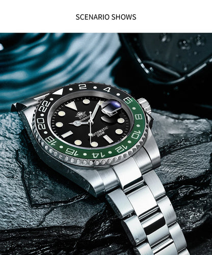 Herren-Taucheruhr mit Keramikluenette und NH35-Automatikwerk